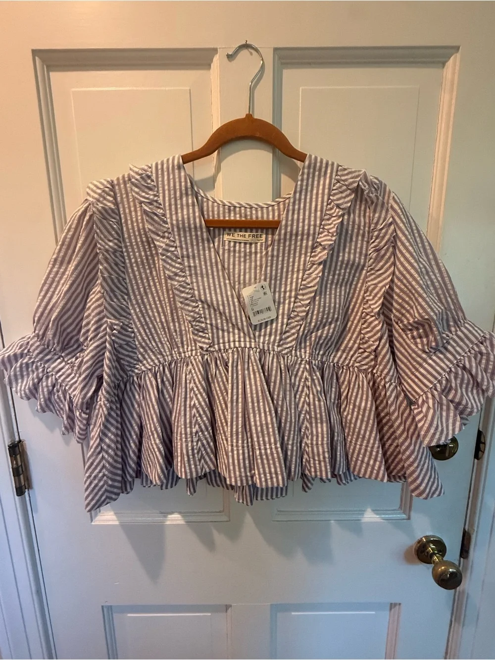 NWT Free People Miley Cotton Top Lavender  Size Medium